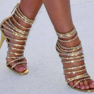 Strappy Crystal Stiletto Heel Sandals