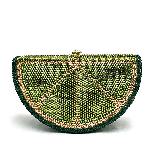 Crystal 'Fruit Slice' Clutch Bag (Lime)