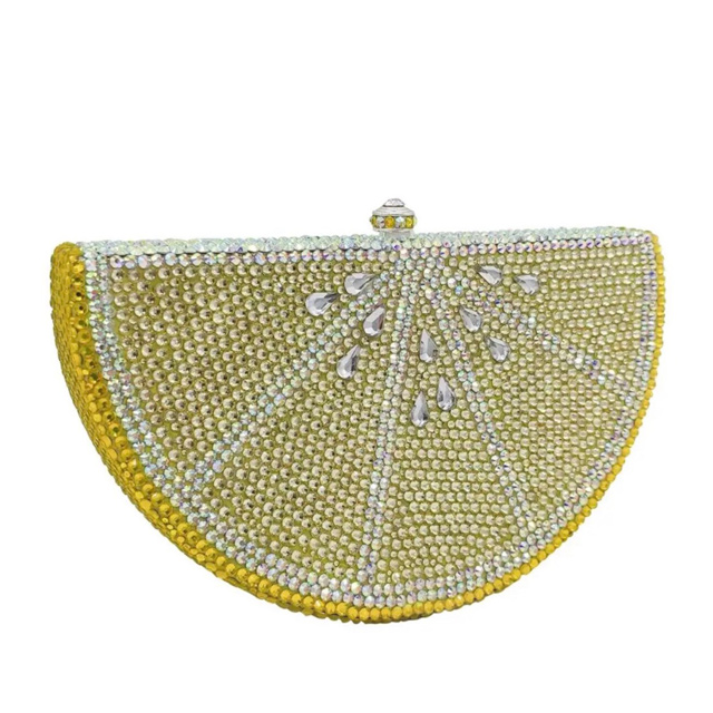 Crystal 'Fruit Slice' Clutch Bag (Lemon)
